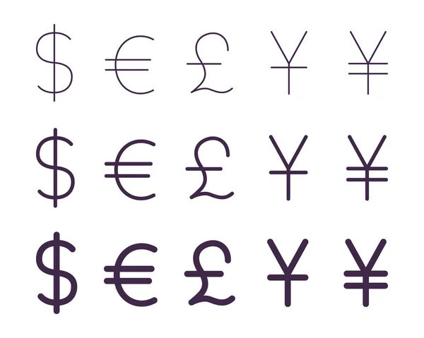 Set of currency signs — Stock Vector