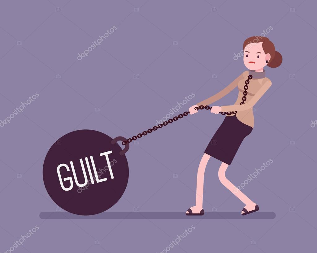 Businesswoman dragging a weight Guilt on chain Stock Vector by ©Andrew