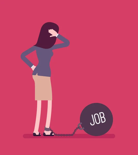 Femme d'affaires enchaînée avec un poids Job — Image vectorielle