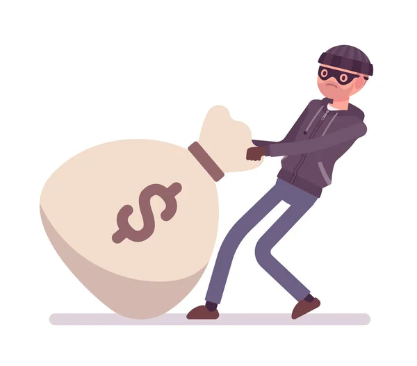 Κλέφτης και μια τσάντα γίγαντας χρήματα — Διανυσματικό Αρχείο