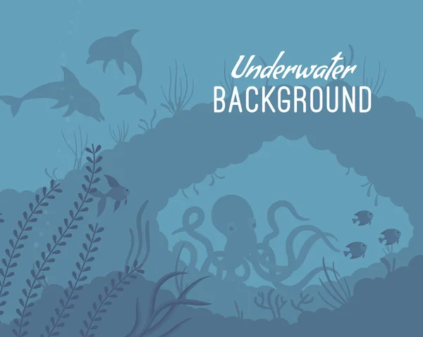 Unterwasser-Hintergrund-Vorlage mit Riff — Stockvektor
