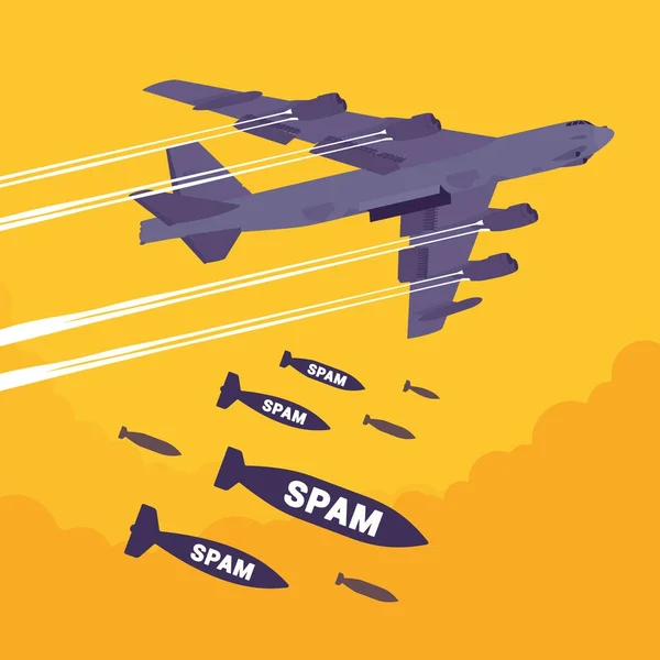 Bombardér a Spam bombardování — Stockový vektor