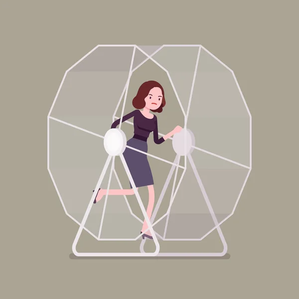 Businesswoman in a wheel — Stock Vector