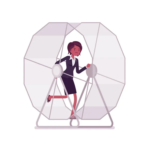 Femme d'affaires dans une roue de roulement — Image vectorielle