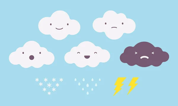 Wolken mit unterschiedlichen Emotionen — Stockvektor