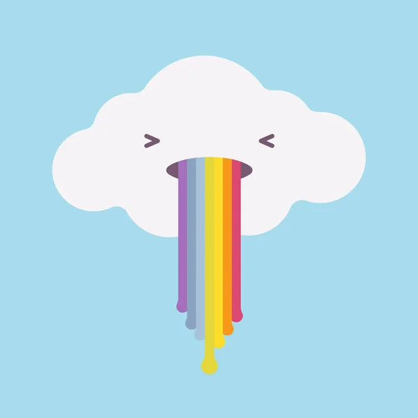 Vômito de nuvem branca com um arco-íris — Vetor de Stock