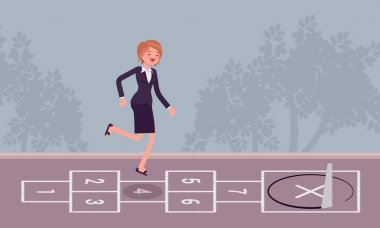 Seksek oynarken, testere önde genç kaygısız işkadını