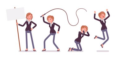 Genç kadın Yöneticisi duygu, duygusal durumu ifade kümesi