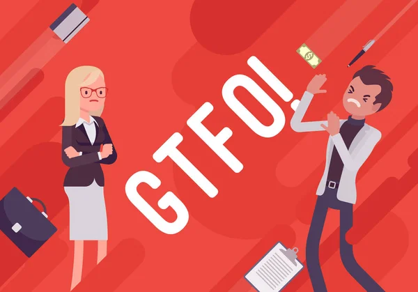 GTFO. Cartaz de desmotivação empresarial — Vetor de Stock