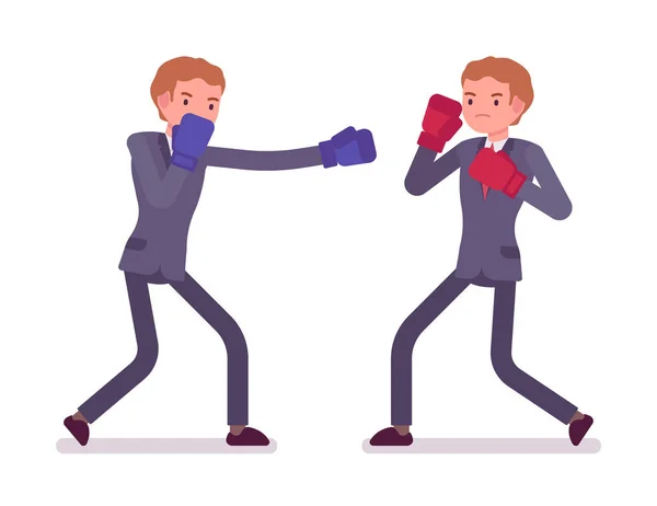 Two young businessmen boxing — Stock Vector