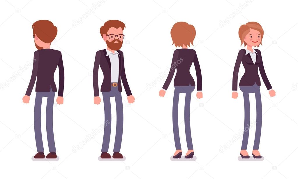 Set of young smiling standing male and female manager