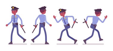 Policeman walking and running vector Policeman walking and running vector