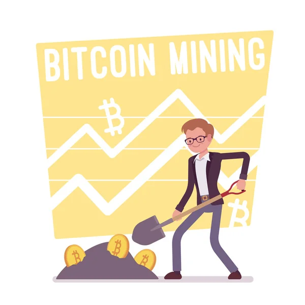 Плакат Bitcoin Mining — стоковый вектор