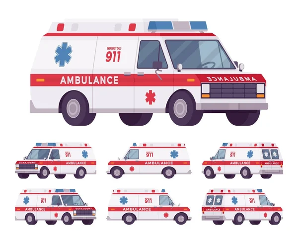 Ambulancia coche rescate conjunto — Vector de stock