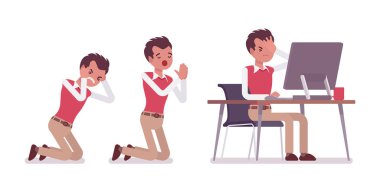 Genç erkek memur sahnelerde kümesi