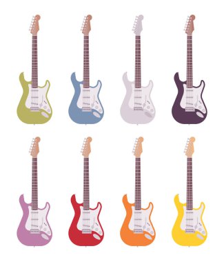 Renkli elektrik gitar kümesi