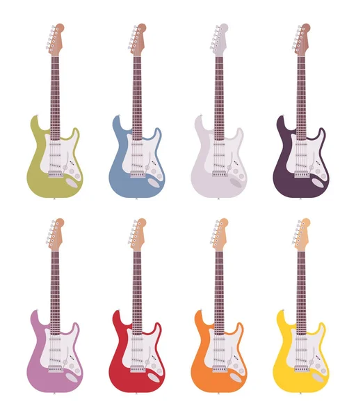 Ensemble de guitares électriques colorées — Image vectorielle
