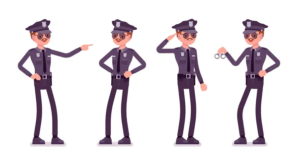 Joven policía feliz — Vector de stock