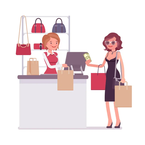 Femme payant pour faire du shopping — Image vectorielle