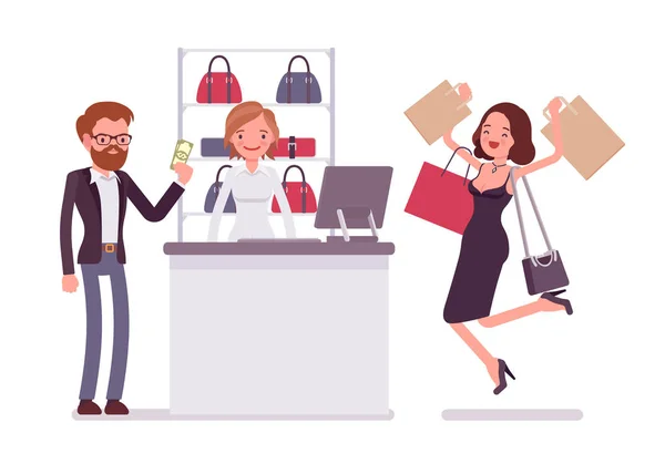 Homme payant pour faire du shopping — Image vectorielle