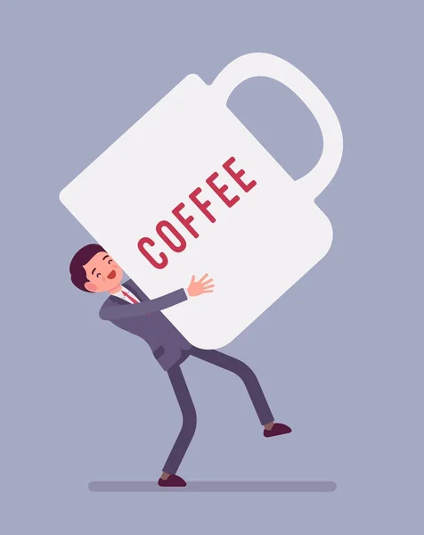 Man noszenia kubek gigant kawy — Wektor stockowy