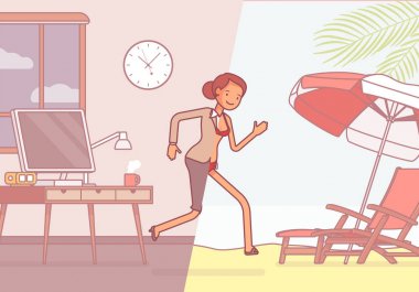 Bir kadın yarısı tatil için atılım