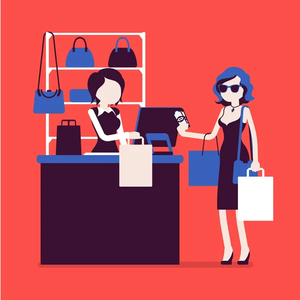 Žena platí pro nakupování — Stockový vektor