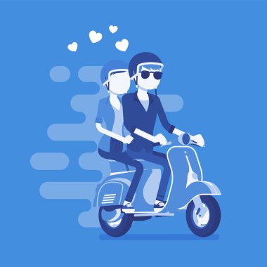 Scooter üzerinde aşık Çift
