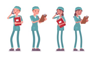 Erkek ve kadın hemşire ayakta