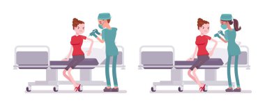 Erkek ve kadın hemşire enjeksiyon yapıyor