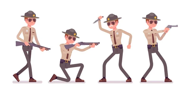 Sheriff masculino y armas — Vector de stock