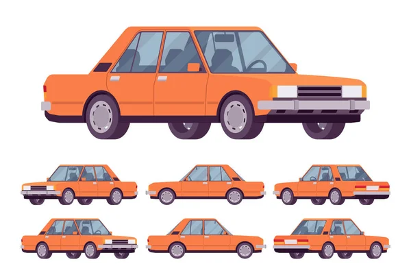 Orange sedan set — Stock Vector