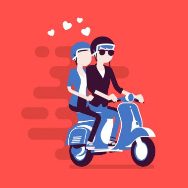 Scooter üzerinde aşık Çift