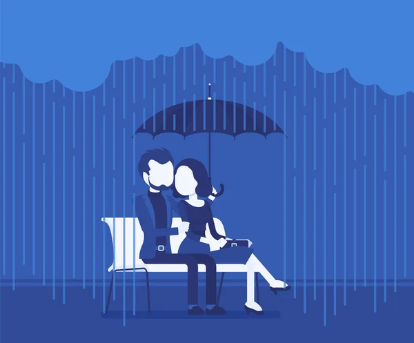 Пара влюблённых под зонтиком — стоковый вектор