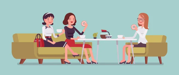 Bir kafede oturan kızlar — Stok Vektör