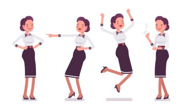 Genç çekici Sekreteri olumlu duygular gösterilen kümesi