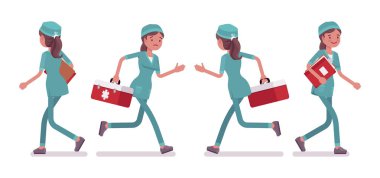 Kadın hemşire yürüyüş