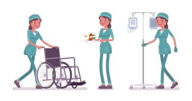 Kadın hemşire tıbbi işlem yapıyor