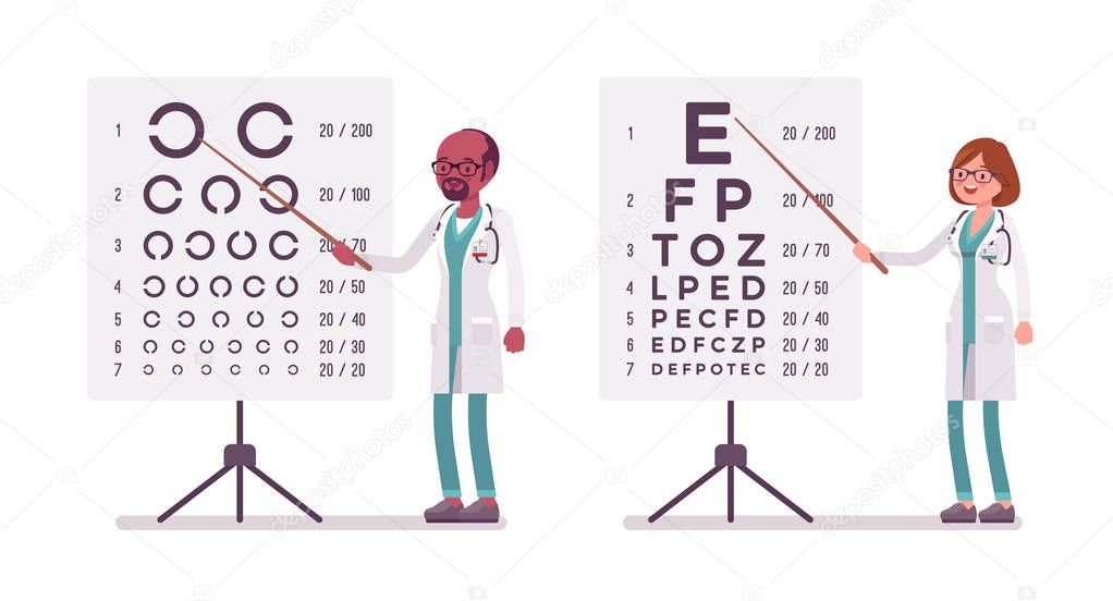 Male and female ophthalmology doctor