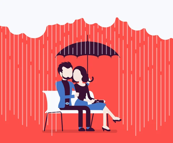 Verliebtes Paar unter Regenschirm — Stockvektor