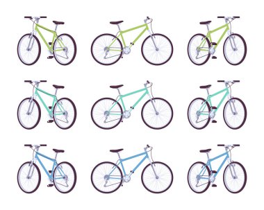 Spor Bisiklet yeşil, turkuaz, mavi renk kümesi