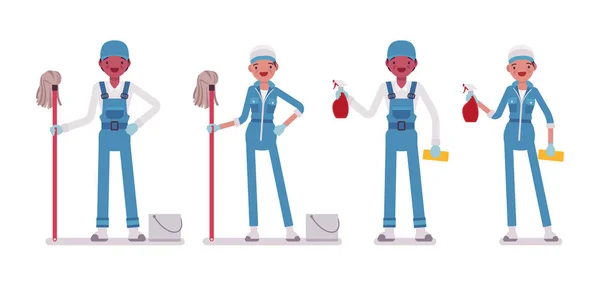 Set voor mannelijke en vrouwelijke janitor permanent — Stockvector