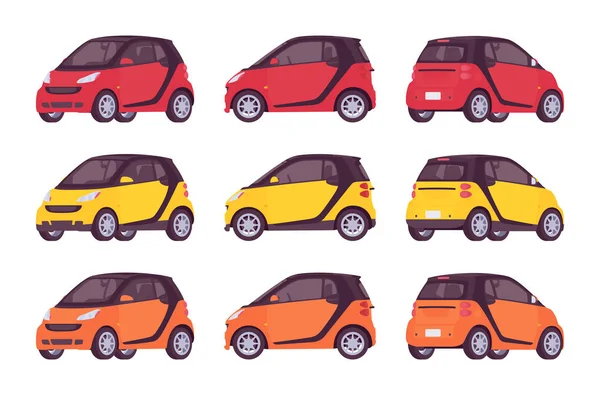 Kırmızı, sarı, turuncu renklerde mini elektrikli araç kümesi