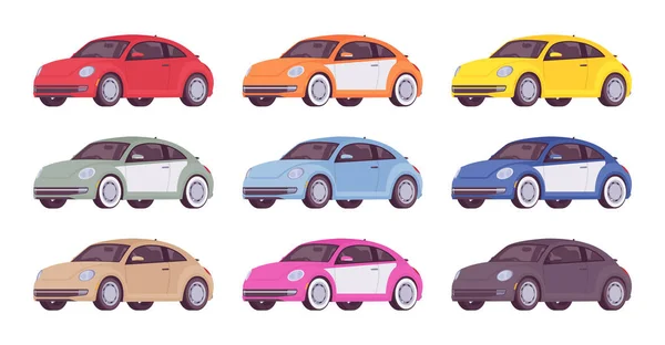 Набір автомобілів економ-класу в різних кольорах — стоковий вектор