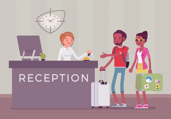 Turist otel resepsiyonunda