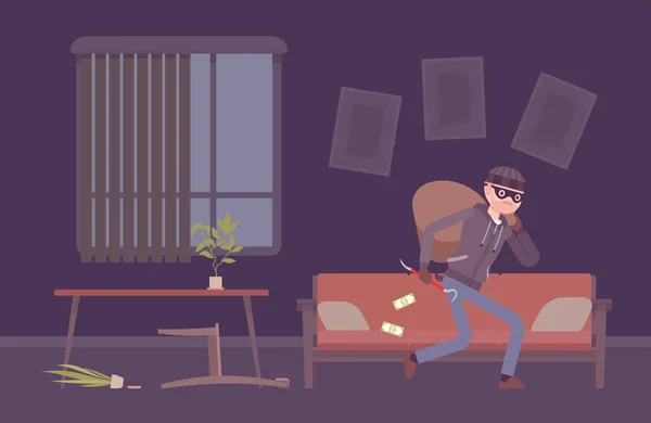 Hırsız hırsız bir odada — Stok Vektör