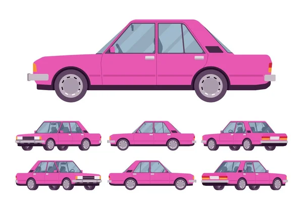 Rózsaszín sedan készlet — Stock Vector