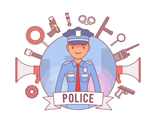 警官と武器のポスター — ストックベクタ