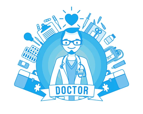 Doctor póster profesional — Vector de stock