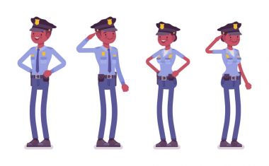 Genç polis memuru duran siyah